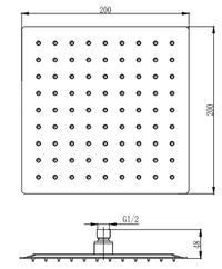 Matt Black Ultra slim shower head - Matt Black dimensions diagram