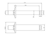120mm Rectangular Celing Arm - Brushed Brass dimensions diagram