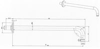 380mm Round Shower Arm - Chrome dimensions diagram