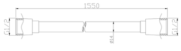 1.5m PVC Shower Hose - Brushed Brass dimensions diagram