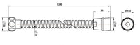 1.5m Stainless Steel Shower hose - Chrome dimensions diagram