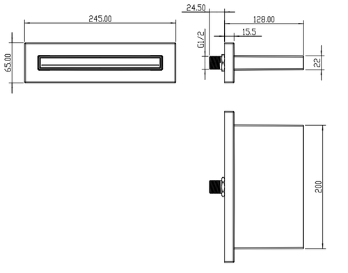 Basin Wall Spout - Chrome dimensions diagram