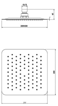 Ultra slim shower head - Chrome dimensions diagram