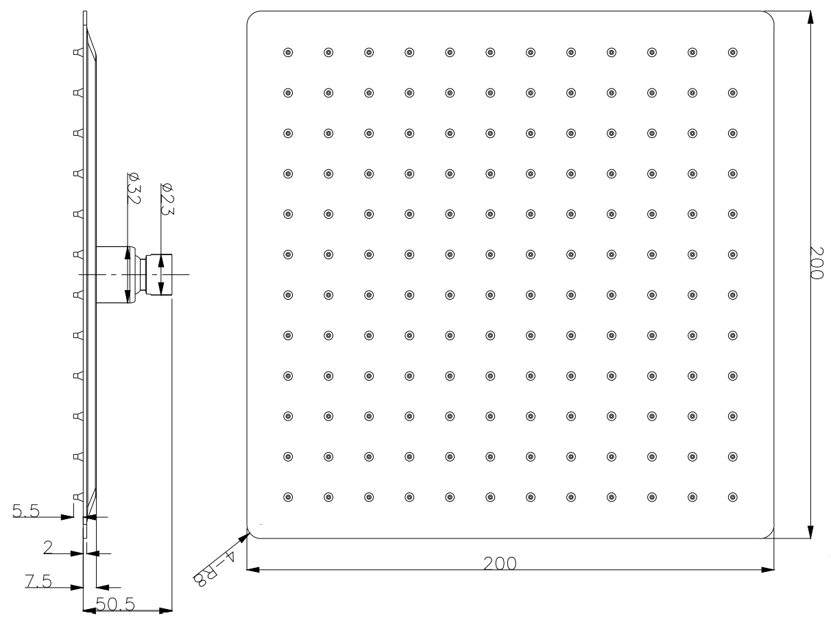 Ultra slim shower head - Chrome dimensions diagram