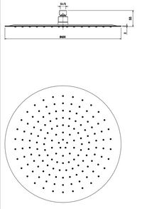 Ultra slim shower head - Chrome dimensions diagram