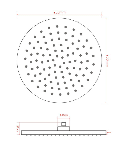 Chrome Plated ABS Shower Head - Chrome dimensions diagram