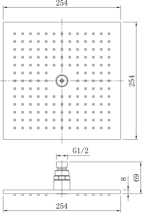 Chrome Plated brass Shower Head - Chrome dimensions diagram
