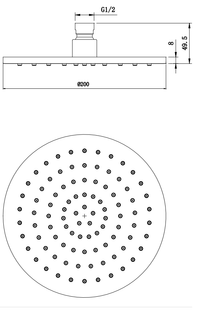 Chrome Plated Brass Shower Head - Chrome dimensions diagram