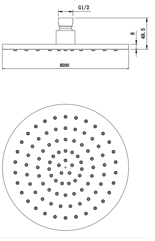 Chrome Plated Brass Shower Head - Chrome dimensions diagram