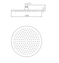 Chrome Plated Brass Shower Head - Chrome dimensions diagram
