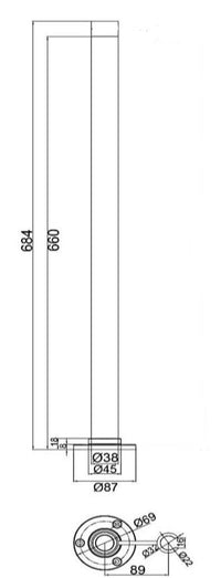 Standpipes - Chrome dimensions diagram