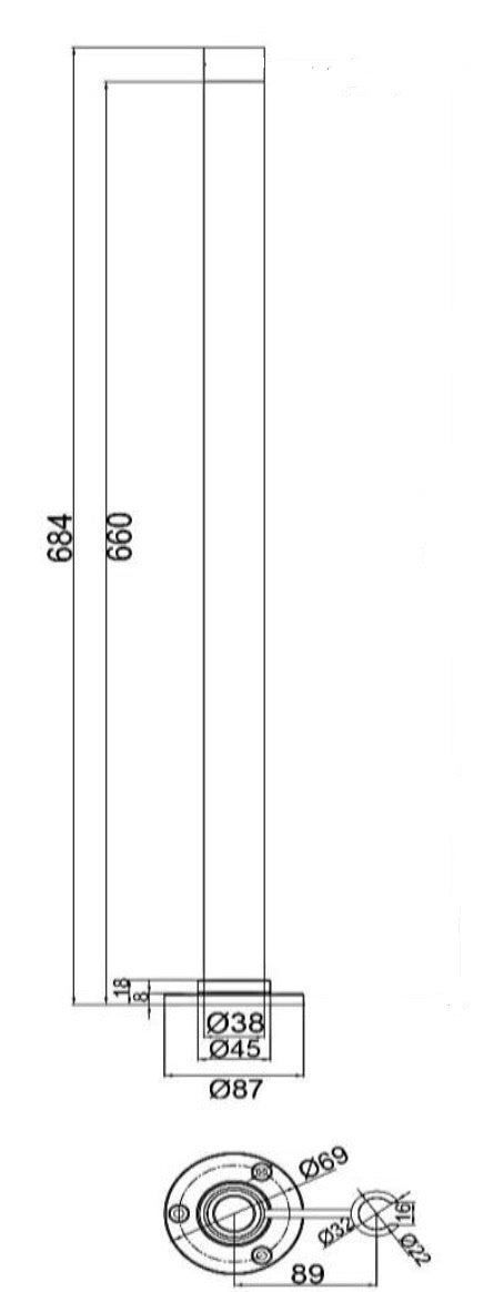 Standpipes - Chrome dimensions diagram