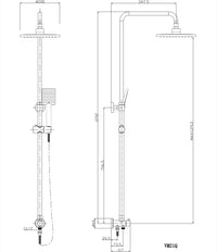 Shower slider rail kit - Chrome dimensions diagram