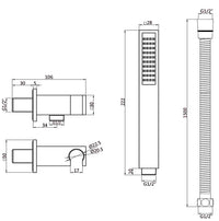 Hand Shower Wall Bracket - Brushed Bronze dimensions diagram