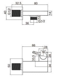 Adjustable Shower Handset Wall Bracket with Wall Outlet - Chrome dimensions diagram