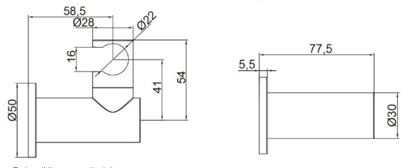 Adjustable Shower Handset Wall - Chrome dimensions diagram