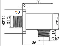 Square Wall Outlet Elbow - Chrome dimensions diagram
