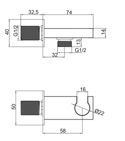Shower Handset Wall Bracket - Chrome dimensions diagram