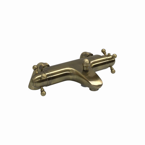 Buy Gallant traditional thermostatic bath shower bar mixer valve deck mounted with slider rail kit - antique brass online UK