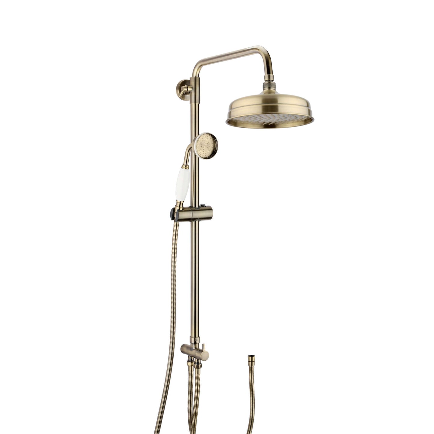 Buy Traditional dual shower riser rail kit for exposed installation - antique brass Online UK | HOUSE OF ENKI