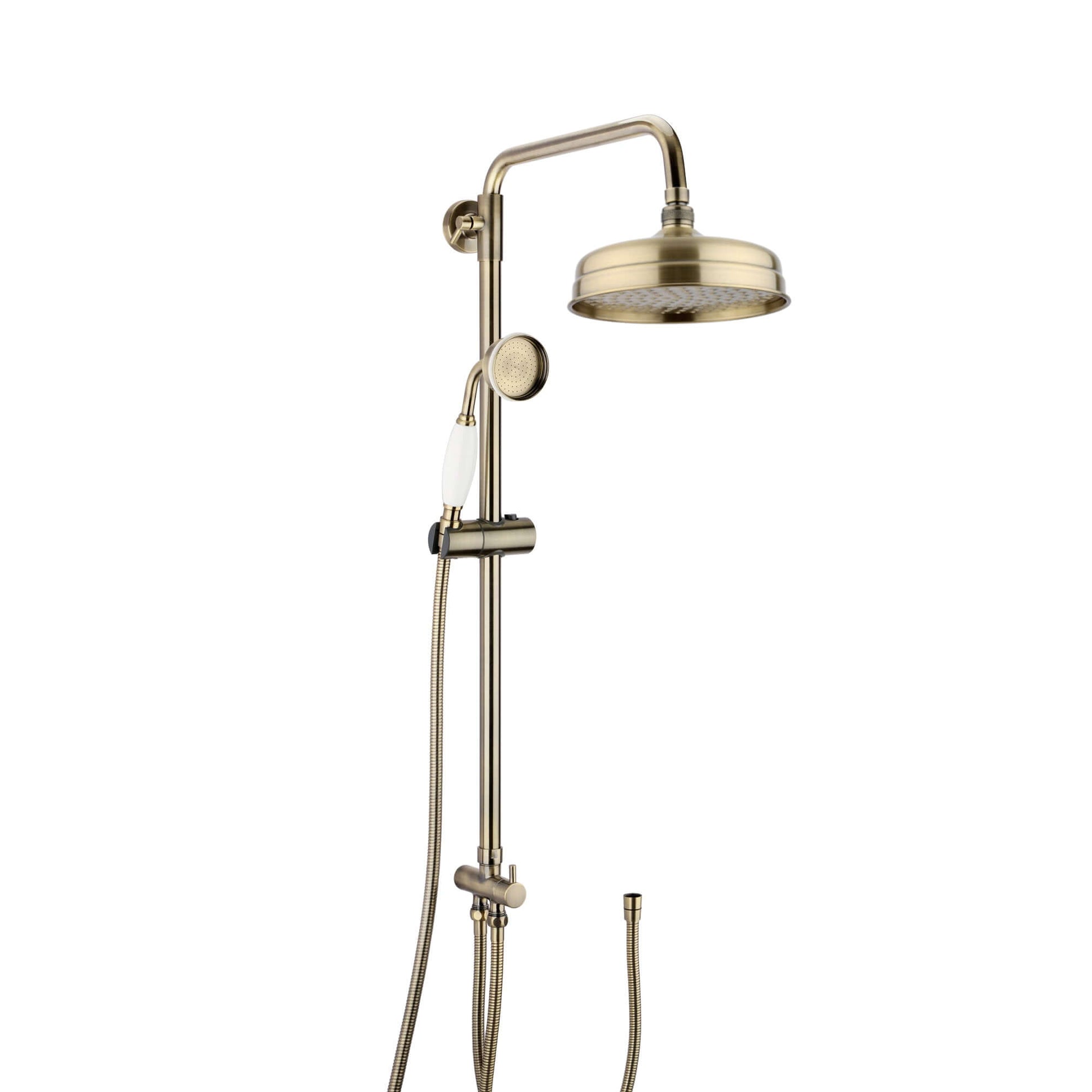 Buy Traditional dual shower riser rail kit for exposed installation - antique brass Online UK | HOUSE OF ENKI