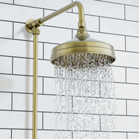 Buy Downton Exposed Traditional Thermostatic Shower Set 2 Outlet Incl. Twin Shower Valve With Diverter, Rigid Riser Rail, 200mm Shower Head & Ceramic Handset - Antique Brass Online UK | HOUSE OF ENKI