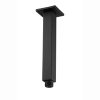Square ceiling mounted shower arm 180mm - black
