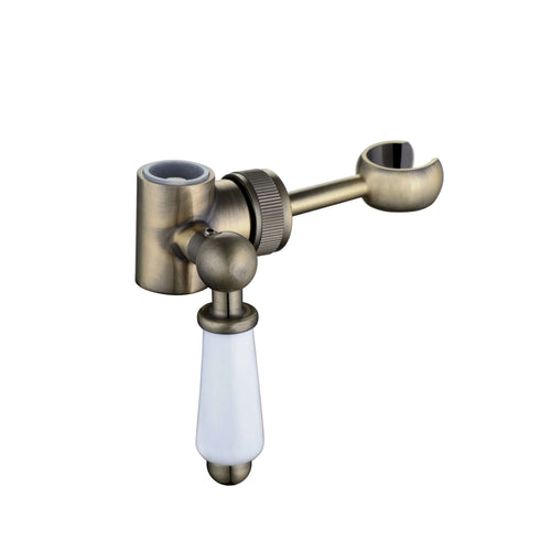 Buy Traditional lever shower head bracket for 18mm diameter rigid riser or slider rail solid brass - antique brass online UK