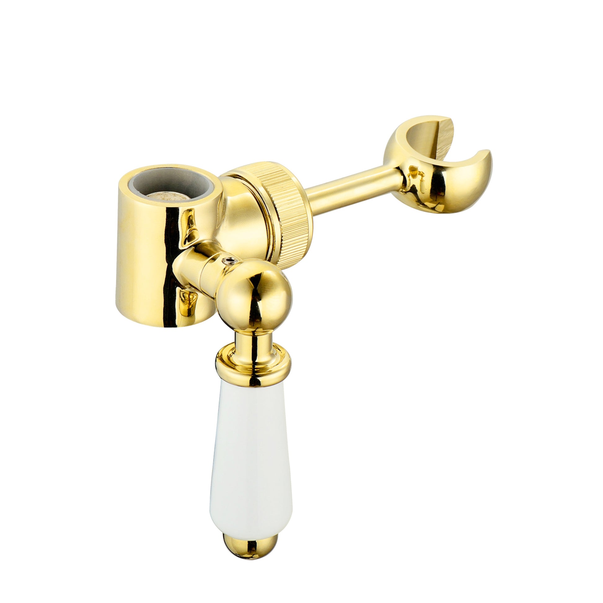 Traditional lever shower head bracket for 18mm diameter rigid riser or slider rail solid brass - English gold & white - Showers