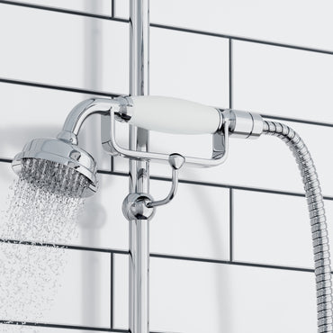 Telephone style rigid riser bracket for shower heads solid brass - chrome - Showers
