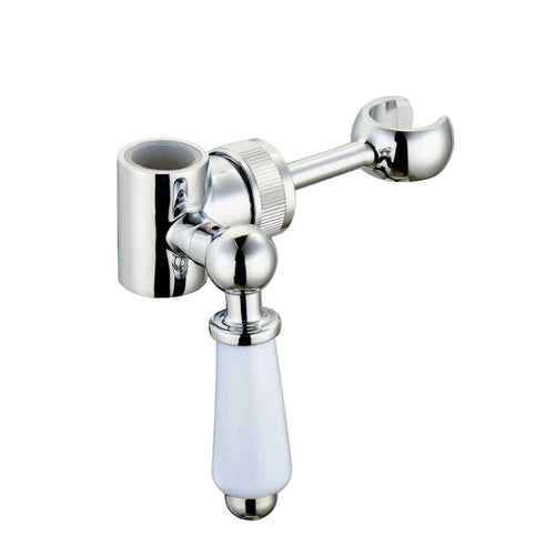 Buy Traditional lever shower head bracket for 18mm diameter rigid riser or slider rail solid brass - chrome & white online UK