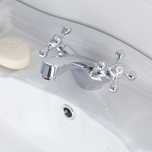 Buy Beaumont traditional cross basin mixer tap with slotted waste - chrome online UK