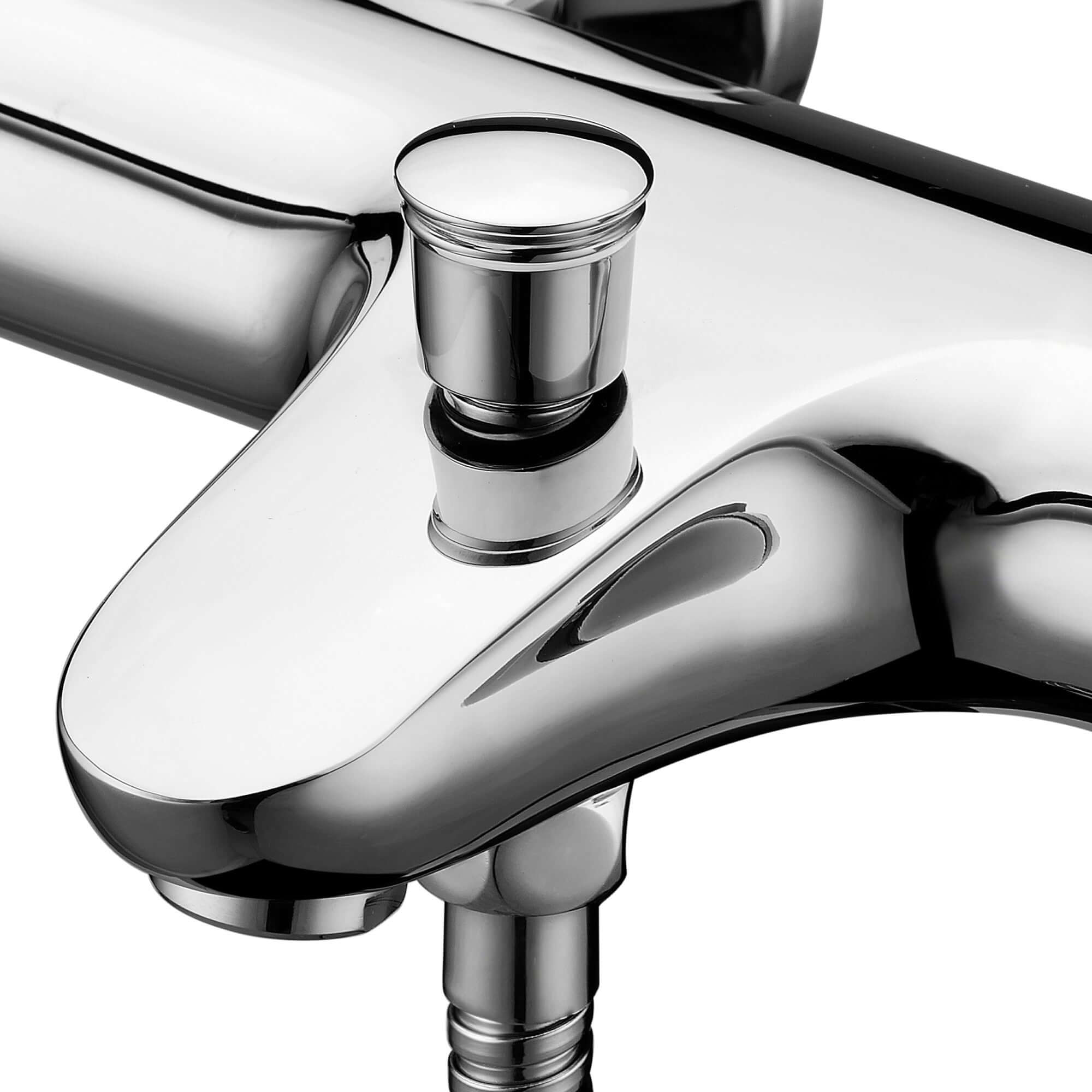 Luna thermostatic bath shower mixer tap wall mount - chrome (no handset)