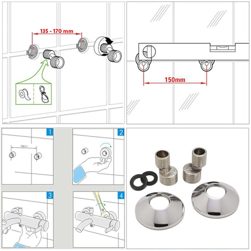 Buy Luna thermostatic bath shower mixer tap wall mount - chrome (no handset) online UK
