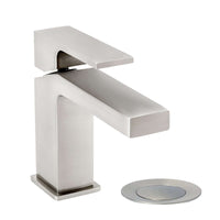 Athena contemporary square basin sink mixer tap + slotted waste - brushed nickel