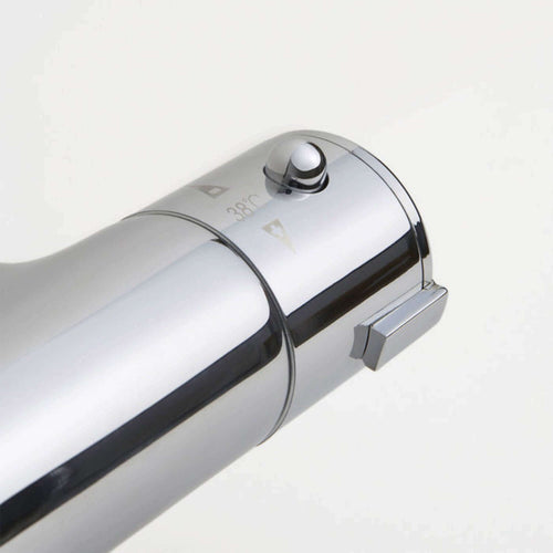 Buy Dune thermostatic bar bath shower mixer valve with dual rigid riser kit, overhead rain shower and handheld - chrome online UK