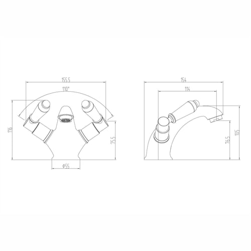 Buy Downton basin mixer tap with white ceramic levers + slotted waste - chrome online UK