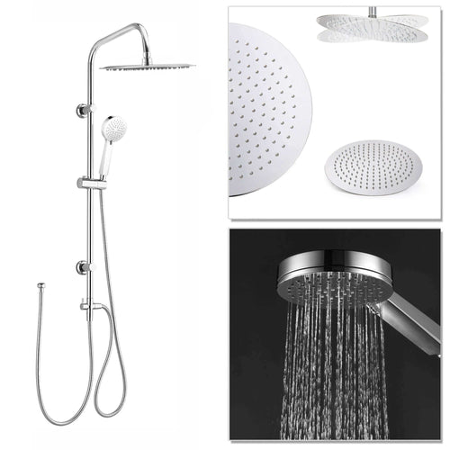 Buy Dune thermostatic bar bath shower mixer valve with dual rigid riser kit, 300mm overhead rain shower and handheld - chrome online UK