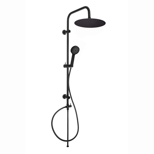 Buy Dune thermostatic bar bath shower mixer valve with dual rigid riser kit, 300mm overhead rain shower and handheld - matt black online UK