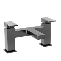 Athena contemporary square bath mixer tap filler - gunmetal grey black