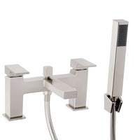 Athena contemporary square bath shower mixer tap filler - brushed nickel