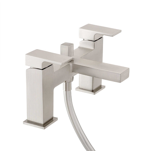 Buy Athena contemporary square bath shower mixer tap filler - brushed nickel online UK