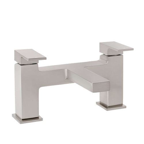 Buy Athena contemporary square bath mixer tap filler - brushed nickel online UK