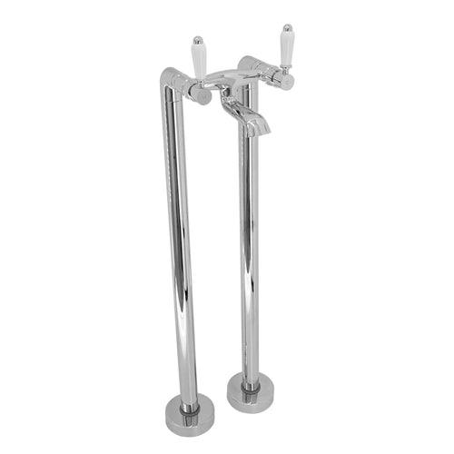 Buy Downton floorstanding bath mixer tap with white ceramic levers - chrome online UK