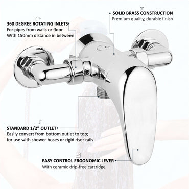 Cruze exposed shower mixer valve tap - chrome - Showers