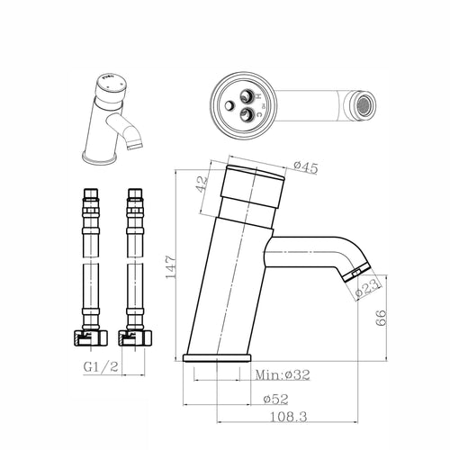 Buy Vision mono non concussive basin mixer tap modern - black online UK