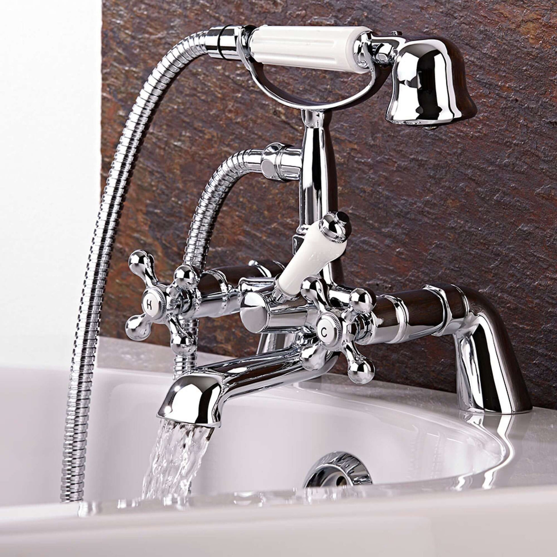 Beaumont traditional bath shower mixer tap crosshead - chrome - Taps