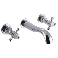 Camberley traditional wall mount basin mixer tap crosshead 3 hole - chrome