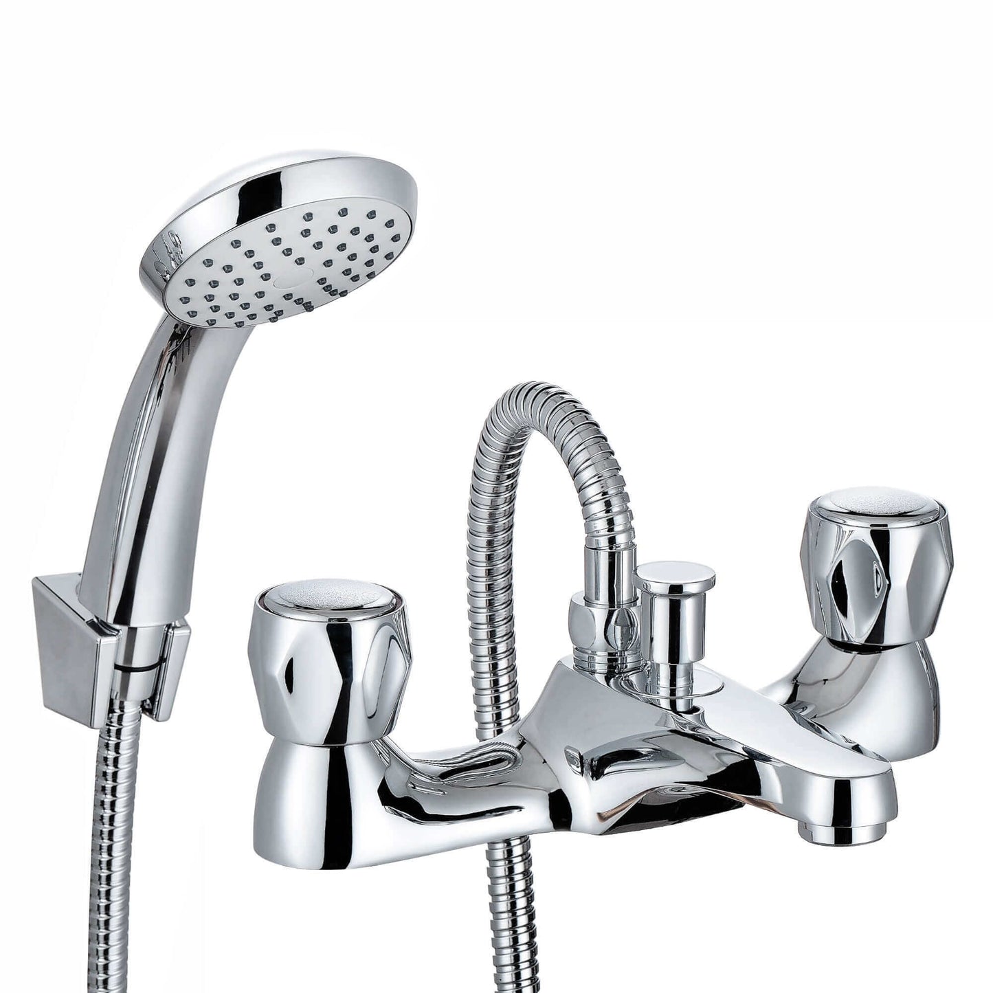 Quest bath shower mixer filler tap modern with knobs - chrome - Taps