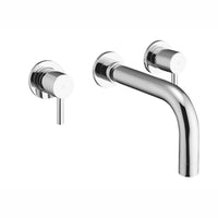Zara contemporary wall mount basin mixer tap twin levers 3 hole - chrome - Taps